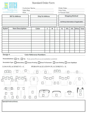 Image result for Standard Order Form