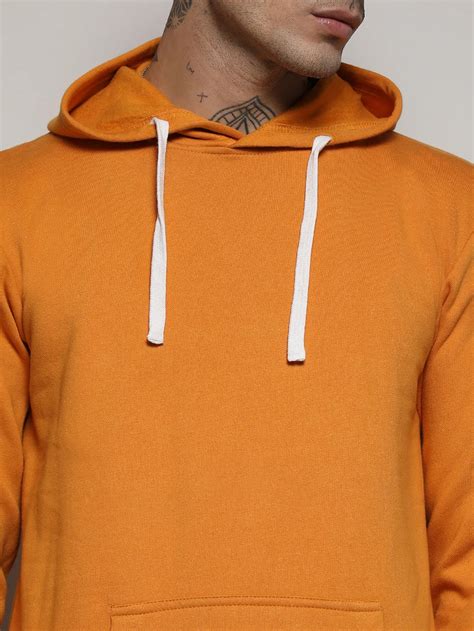 ₹899 | Campus Sutra Men's Mustard Yellow Pullover Hoodie With Contrast ...