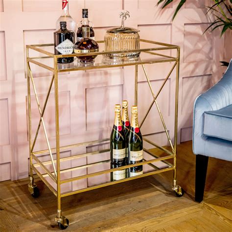Glamorous Two Tier Gold Bar Cart Drinks Trolley – Decors Mantra