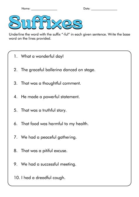 15 Common Suffixes Worksheets - Free PDF at worksheeto.com