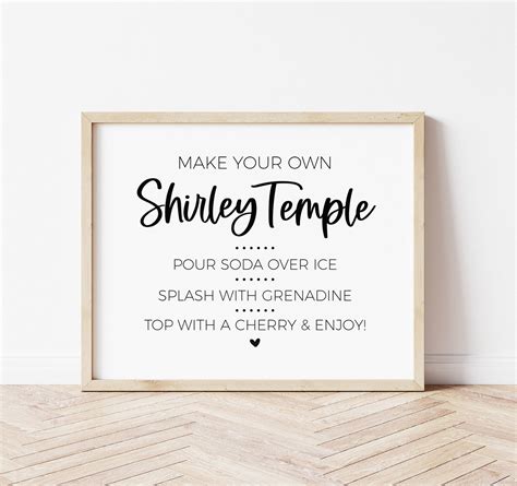 Shirley Temple Bar Sign for Graduation Party, Baby Shower, Make Your ...