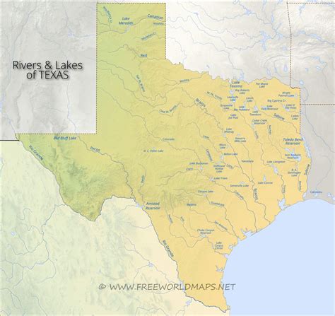Physical map of Texas