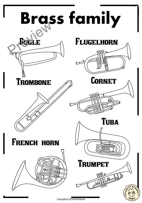 Instrument Families Coloring Pages | Instrument families, Family ...