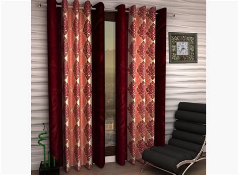 Buy Homefab India Beautiful Damas Maroon Window Curtain 5X4ft(1 pc ...