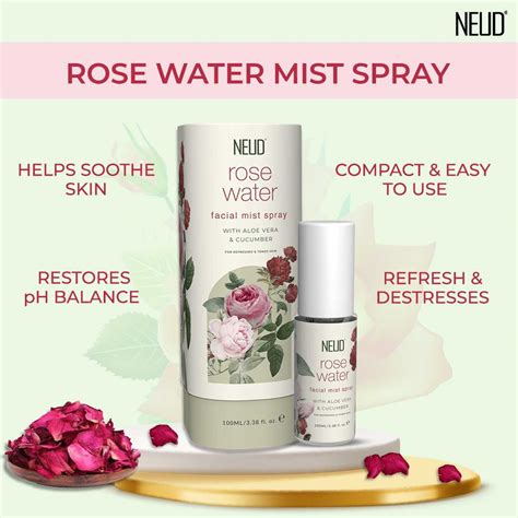 NEUD Rose Water Facial Mist Spray For Refreshed and Toned Skin - 100 m