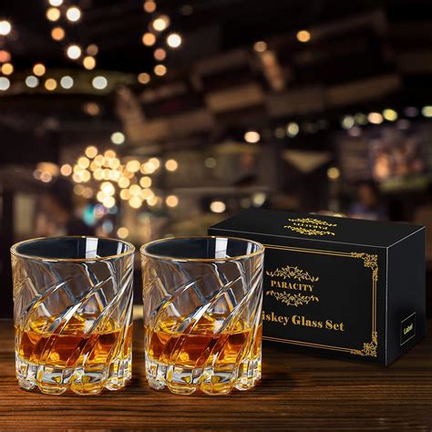 Buy PARACITY Spinning Whiskey Glasses Set of 2, Rotatable Old Fashioned ...