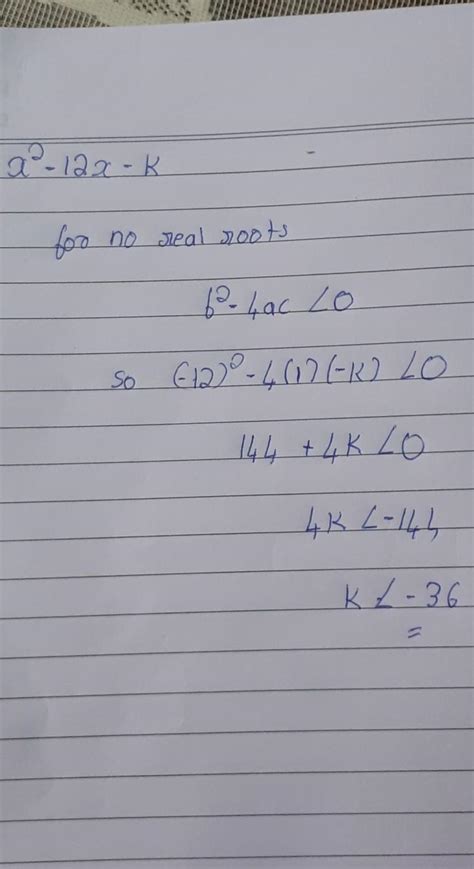 For what value of k does the quadratic equation for x square - 12 x ...