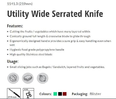 Kohe Utility Wide Serrated Knife 1141.3 (219mm) - Versatile