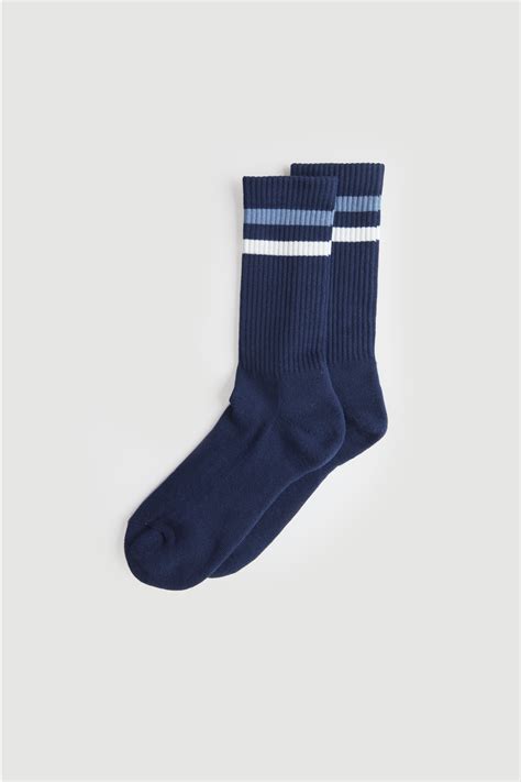 Lite Year Stripe Socks - Navy/Blue/White