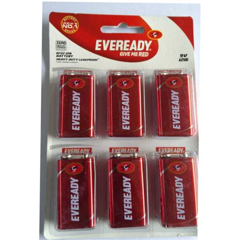 Eveready 9 Volt Red Battery Pack Of 6 | SHRI LALSHAH PAPERS PRIVATE LIMITED