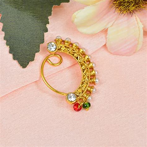 Buy JEWELOPIA Maharashtrian Nath CZ Nose pin Traditional Bridal Nath ...