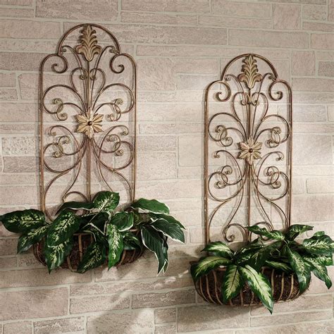 Carrolton Indoor Outdoor Metal Wall Planter Set | Metal wall planters ...