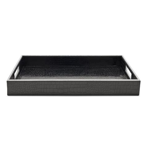 Shop Black Rectangle Faux Leather Serving Tray - at Best Price Online ...