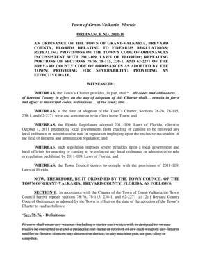 Fillable Online COUNTY, FLORIDA RELATING TO FIREARMS REGULATIONS Fax ...