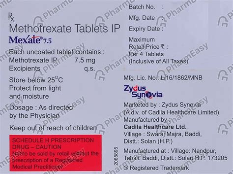Mexate 7.5 MG Tablet (4): Uses, Side Effects, Price & Dosage | PharmEasy