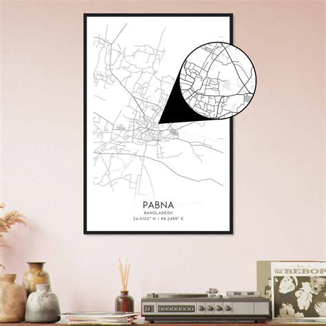 Pabna Bangladesh Map Poster, Pabna City Road Wall Art Print - Custom Maps & Posters