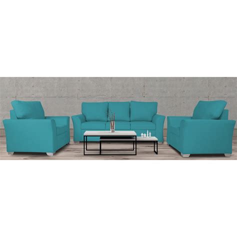 Adorn India Alexia 3+1+1 Sofa Set (Aqua Blue)