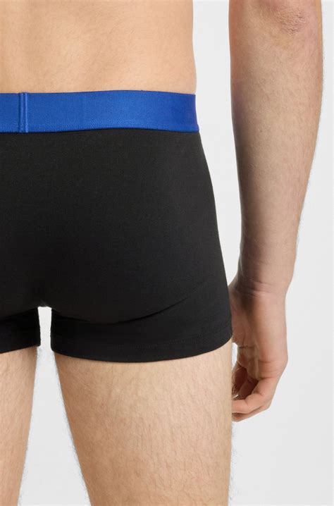 HUGO - Three-pack of stretch-cotton trunks with logo waistbands - Black