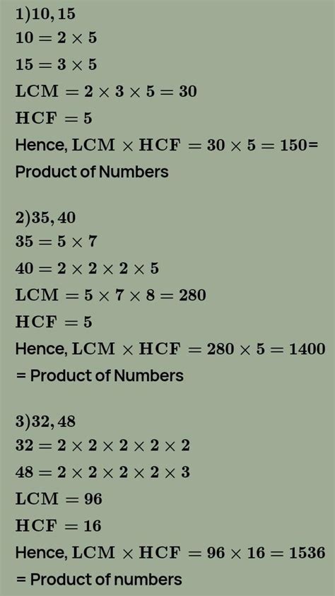 For the following pairs of numbers, show that the product of their HCF ...