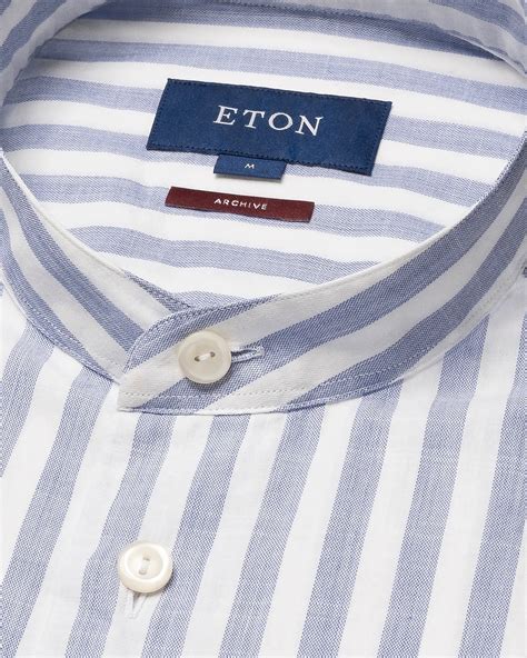 Dark blue Soft Twill Band Collar Shirt - Eton