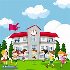 Clipart Of A School by Students In Front Of School Free Clipart Of A School