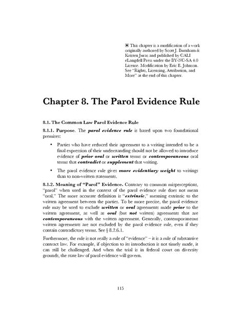 Chapter 8. The Parol Evidence Rule | Study notes Law | Docsity