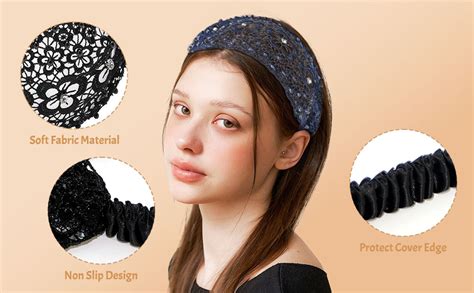 Hair Bands For Women, Stretchy Lace Wide Head Band For Women, Boho Chic ...