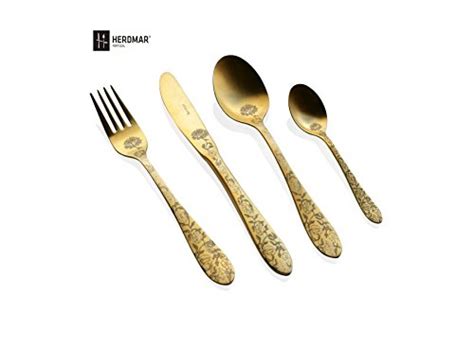 Herdmar Atlanta Old Gold 27 Piece flatware set : Amazon.in: Home & Kitchen