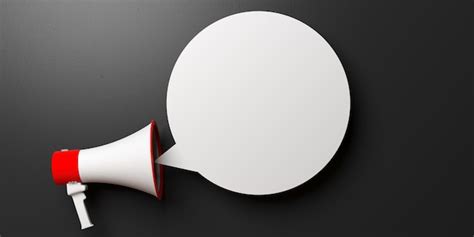 Megaphone and blank bubble isolated on black background copy space 3d ...