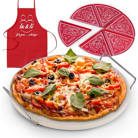 Buy 13 In. Ceramic Pizza Stone Set – Round Baking Stone for Grill or ...