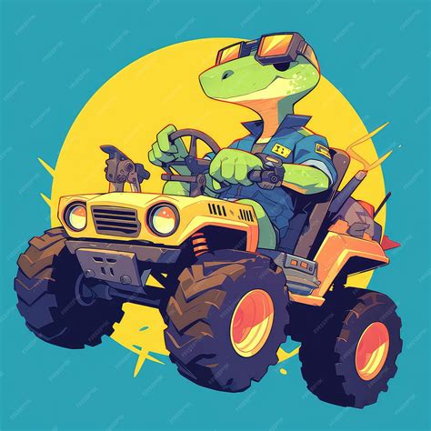 A lizard driving a remote controlled car cartoon style | Premium AI ...