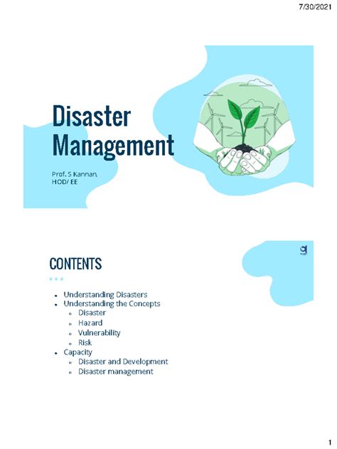 DM101 - Unit 1 Disaster Management Notes: Concepts and Definitions ...