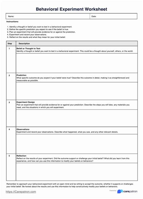 Behavioral Experiment Worksheet