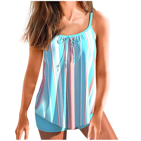 Amzcrzy Womens 2024 Two Piece Tankini Swimsuits Modest Tankini Bathing ...