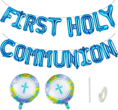 First Communion Decorations Set, Blue First Holy Communion Balloons ...