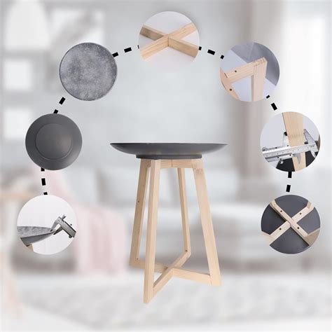 Buy Round Coffee Table Industrial Style Small Side Table Cocktail Table ...