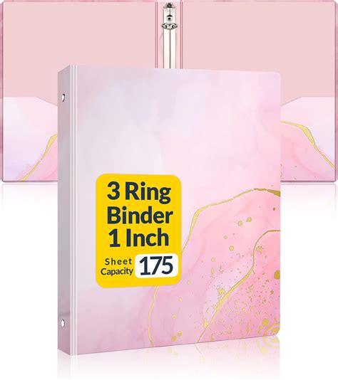 Amazon.com : 3 Ring Binder, Glitter 1 inch Binder Organizer, 8.5" x 11 ...