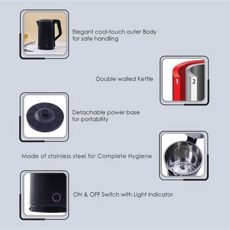 WONDERCHEF Cool Touch Double Walled Electric Kettle Beverage Maker ...