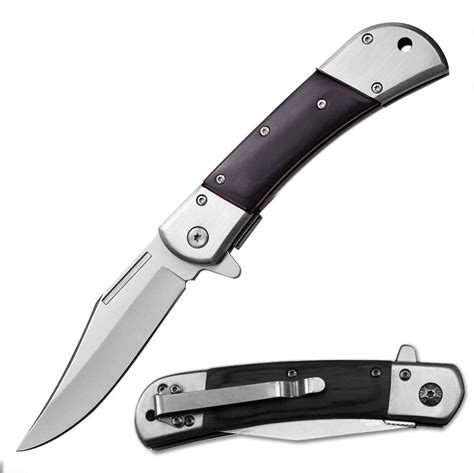 4.75 Inches Closed Spring Assisted Knife With Black Wood Ove