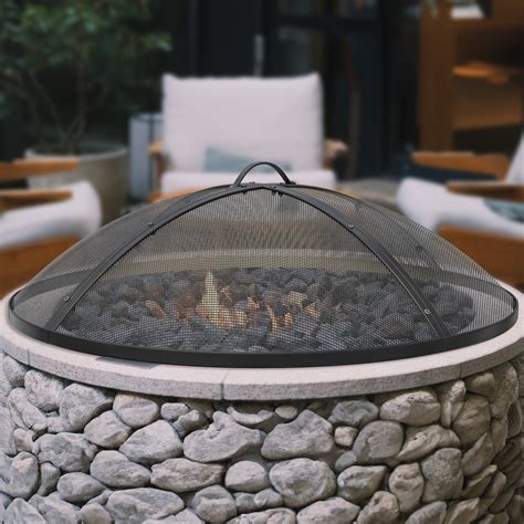 Arlmont & Co. Heavy-Duty Fire Pit Spark Screen With Handle And Poker ...