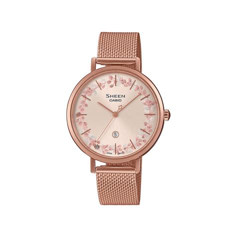 Casio Sheen Analog Rose Gold Dial Women SHE-4539FPM-4AUDF (SH284 ...