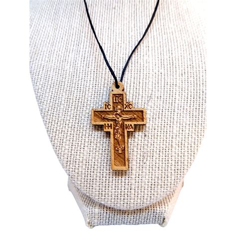 Wooden Orthodox Cross Necklace: Unisex Religious Pendant, Baptism Gift ...
