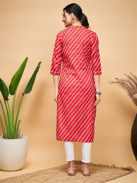 PINK LEHRIYA ANGRAKHA STYLE STRAIGHT KURTA
