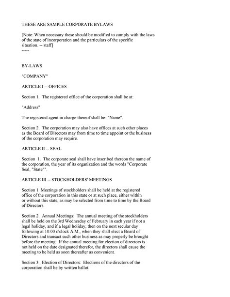 50 Simple Corporate Bylaws Templates & Samples ᐅ TemplateLab