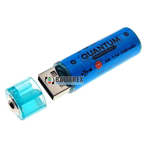 Литиевый USB АА аккумулятор 1.5В AA Li-ion Quantum 1100mah 1.5V с ...