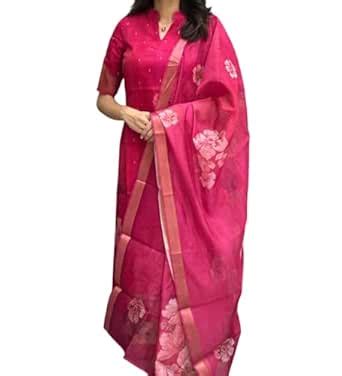 Buy Bosaru Rani Pink Soft Chanderi Silk Kurti with Scallop Neck with ...