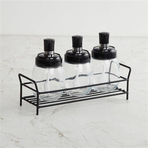 Buy Corsica Essentials Set of 3 Glass Spice Jars with Stand from ...