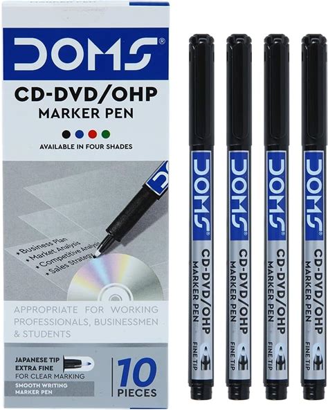 Doms CD-DVD/OHP Pens | Fine Tip Japanese Tip For Clear Marking | Marks ...