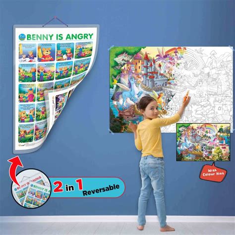 GIANT UNICORN COLOURING POSTER and 2 IN 1 STORY CHART BENNY IS ANGRY ...