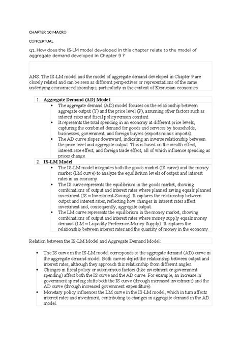 Chapter 10 Macro Q ANS - CHAPTER 10 MACRO CONCEPTUAL Q1. How does the ...